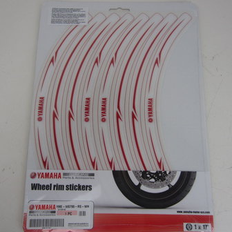 Yamaha YZF Wheel rim Stickers wit - rood
