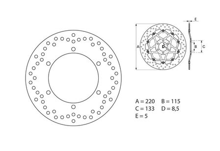 Brembo ronde vaste remschijf achter ORO-serie Yamaha R1 (35700011)