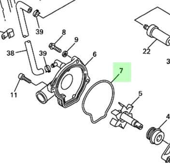 Yamaha YZF R6 RJ03 waterpomp deksel O-ring