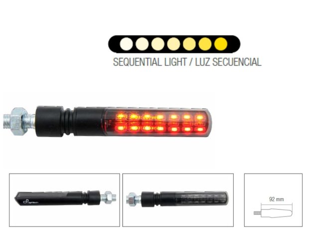 LIGHTECH Knipperlichten Led ABS Plastic Zwart Side & Brake Light