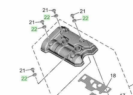 Afdichting kleppendeksel bout type 5VY-1111G-00