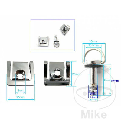 Snelsluiter Set 19mm D-Ring Zilver