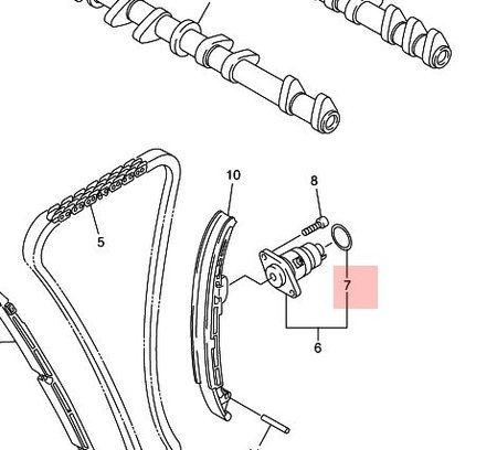 O-Ring Nokkenasspanner Yamaha R1 2004 t/m 2006