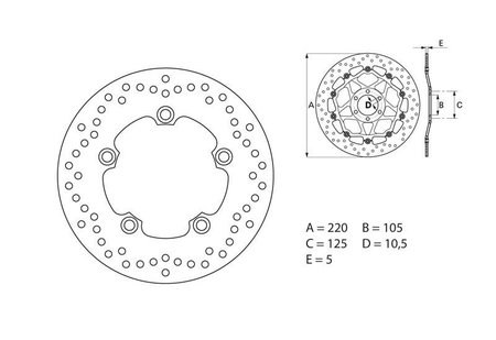 Brembo ronde vaste remschijf achter ORO-serie Yamaha R6/R1