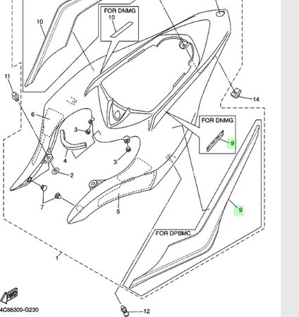 Yamaha YZF R1 4C8 2008 Yamaha Blue sticker achterkuip links