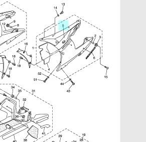 Yamaha R6 zijkuip sticker links kleurcode (DBN,M8)
