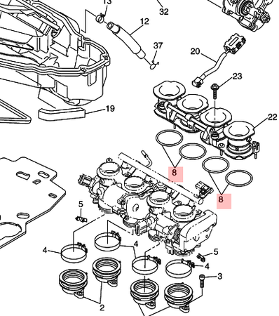 Yamaha keerring inlaatspruitstuk