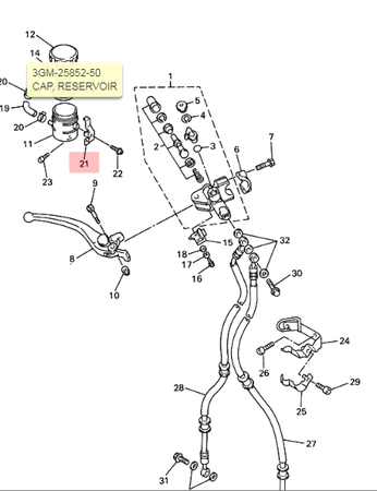Yamaha remvloeistof deksel houder