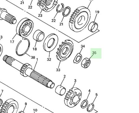 Yamaha voortandwiel moer 90179-18020