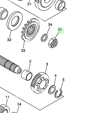 Yamaha voortandwiel moer 90179-20020